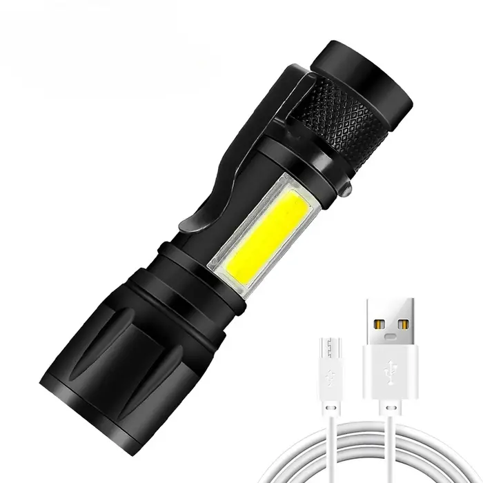 Lampe de poche LED Rechargeable, torche Zoomable avec écran LCD, 3 Modes, étanche, haute puissance, 