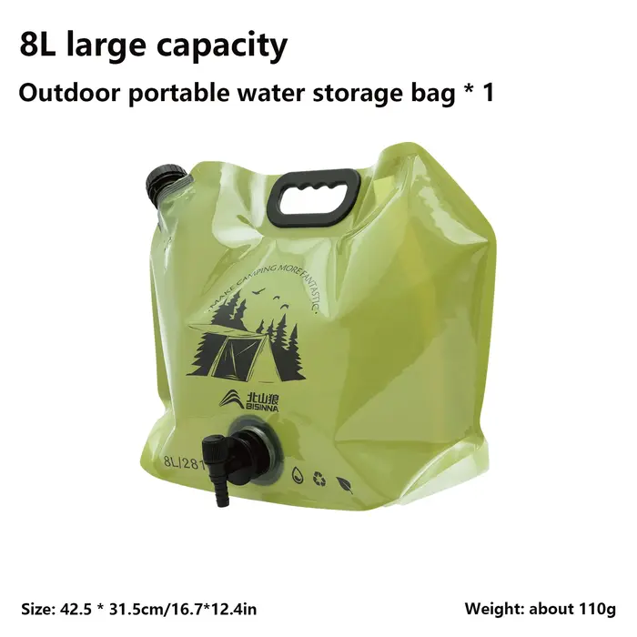 BISINNA Sac d'eau pliable mini pour extérieur, camping, 8L grande capacité, portable, épaissi, soupl