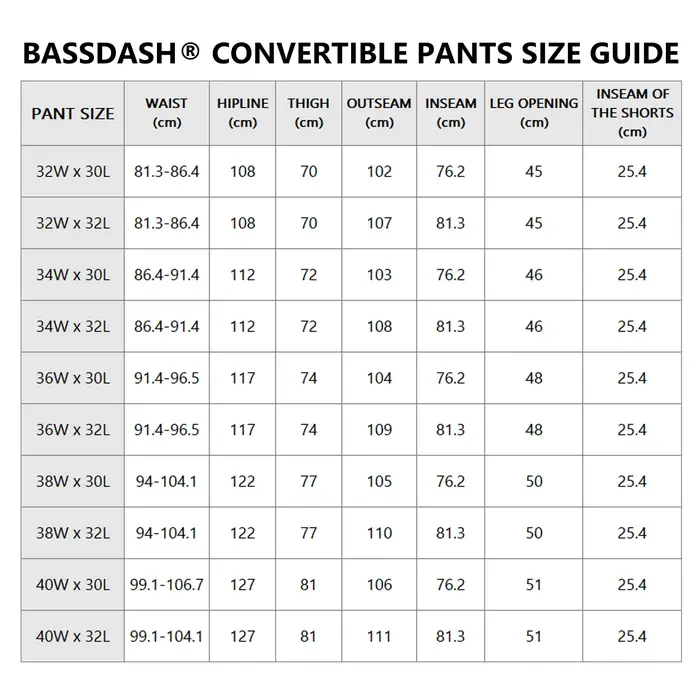 Bassdash-Pantalon convertible à séchage rapide pour homme, extérieur, fermeture éclair, degré d'eau,