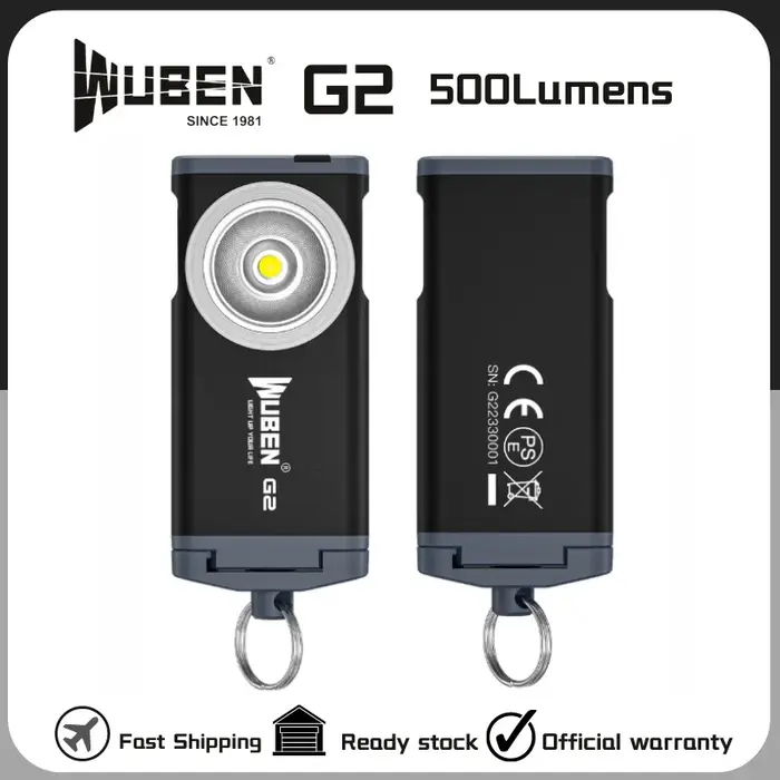 WUBEN G2 type-c porte-clés Rechargeable lumière 500Lumens Distance du faisceau 47 mètres batterie in