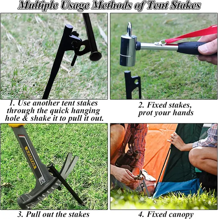 Piquets de tente robustes en acier forgé pour camping