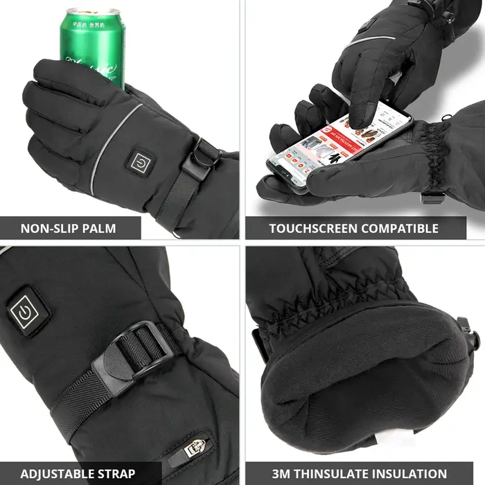 Gants chauffants de ski, chauffe-mains d'hiver, batterie Rechargeable 5000mah, gants de moto pour ho