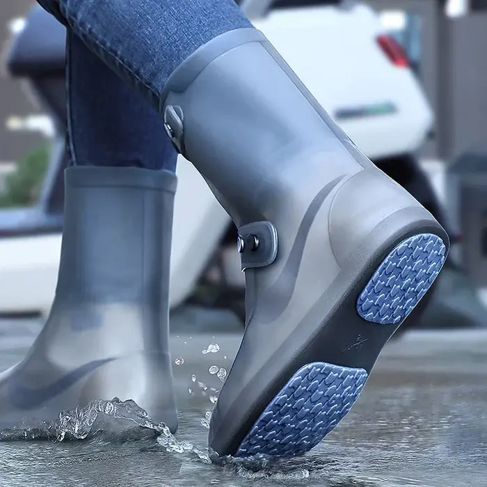Couvre-bottes De pluie imperméable anti-dérapant couvre-chaussures Cubre Zapatos Para La Lluvia De Silicona Cubierta