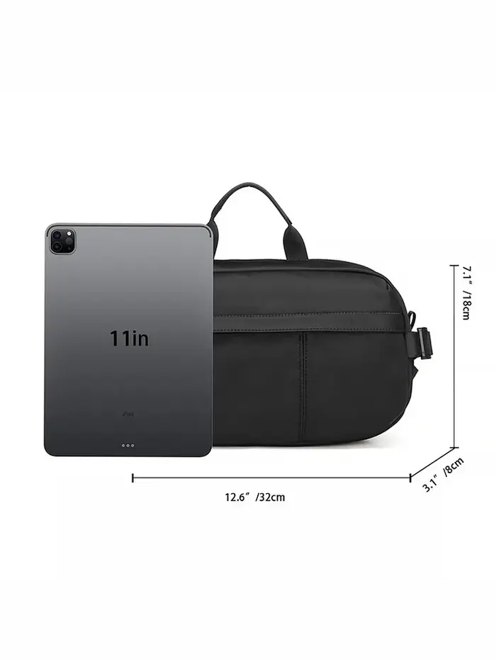 Sac à bandoulière noir, conçu pour les adultes, adapté aux trajets quotidiens, aux courtes promenades en plein air et aux sorties de shopping décontractées
