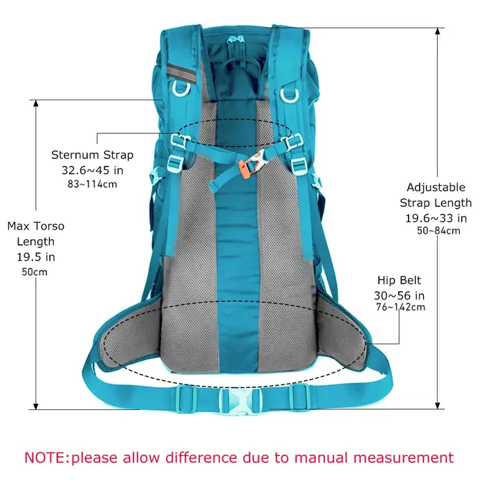 WESTTUNE 50L sac à dos de randonnée avec housse de pluie sac d'alpinisme multifonctionnel sac à dos 