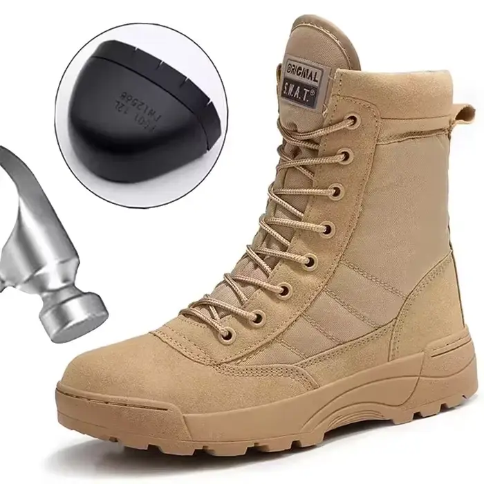 Bottes à bout en acier pour hommes, bottes tactiques d'extérieur pour randonnée dans le désert, rési