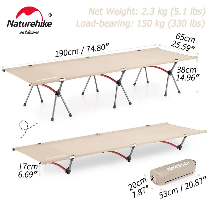 Naturehike – lit de Camping ultraléger et pliable, lit de randonnée Portable, tente de voyage en ple
