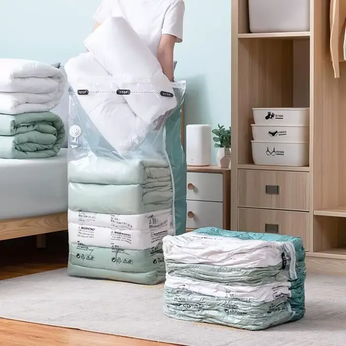 Sacs de rangement sous vide sans pompe – Sacs de compression extra-larges pour vêtements, couvertures et literie, accessoires pour la maison