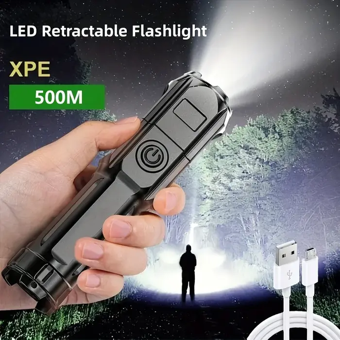 Puissante lampe de poche LED Rechargeable USB 18650 étanche Zoom pêche chasse Camping 100