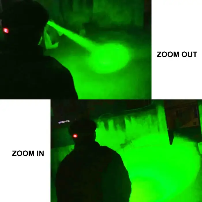 E2 vert/rouge/UV Led lampe frontale Zoomable lampe frontale torche 4 Modes phare USB charge pêche ch