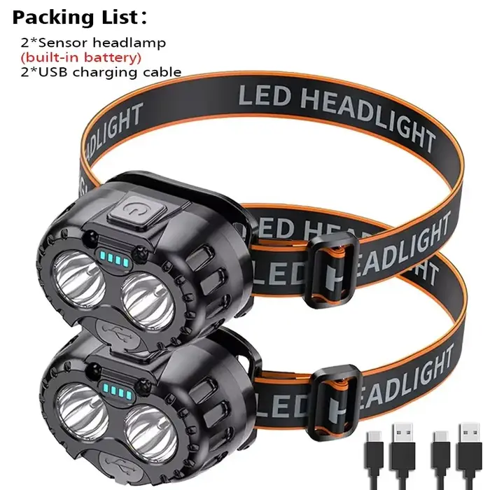 Lampe frontale LED puissante, étanche IPX4, lampe de poche d'urgence, 350LM XPE LED, pour la pêche en plein air, le camping, la randonnée