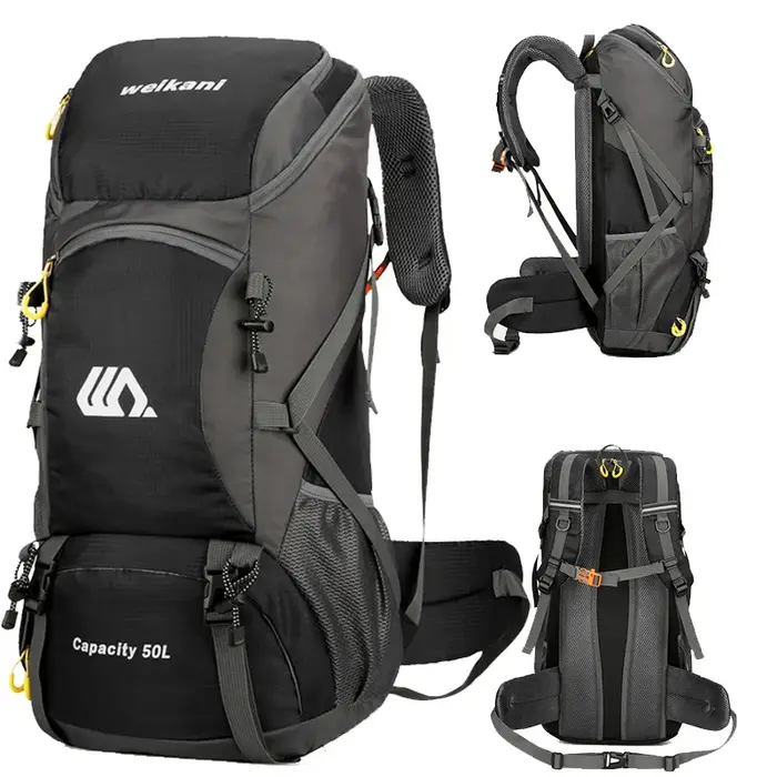 Sac à dos de voyage 50L Camping Hommes Grand Randonnée Sac à dos Touristique Imperméable Sac de sport de plein air Escalade Alpinisme Bagages