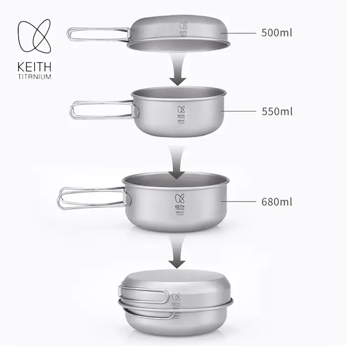 Ensemble de cuisine de camping compact en titane KEITH