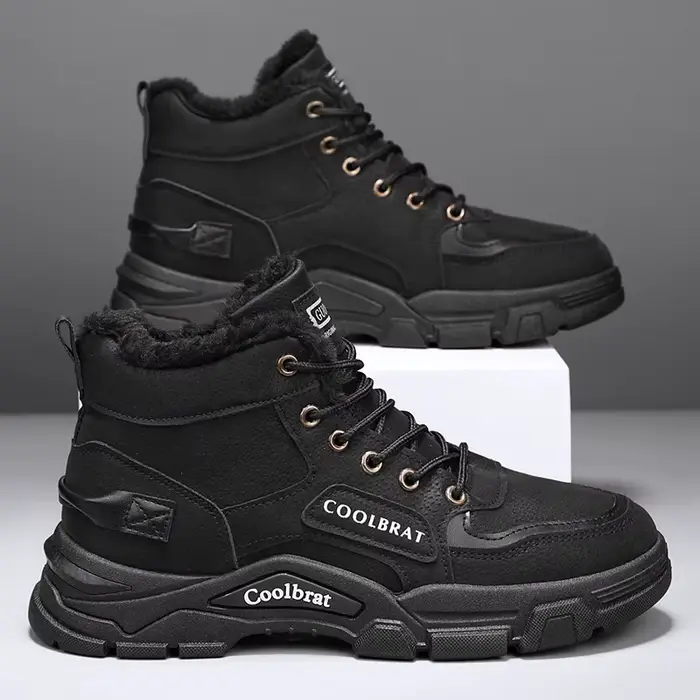 Bottes pour hommes : bottines de ski classiques élégantes pour randonnée en plein air, alpinisme et voyage, bottes de neige épaisses doublées de polaire