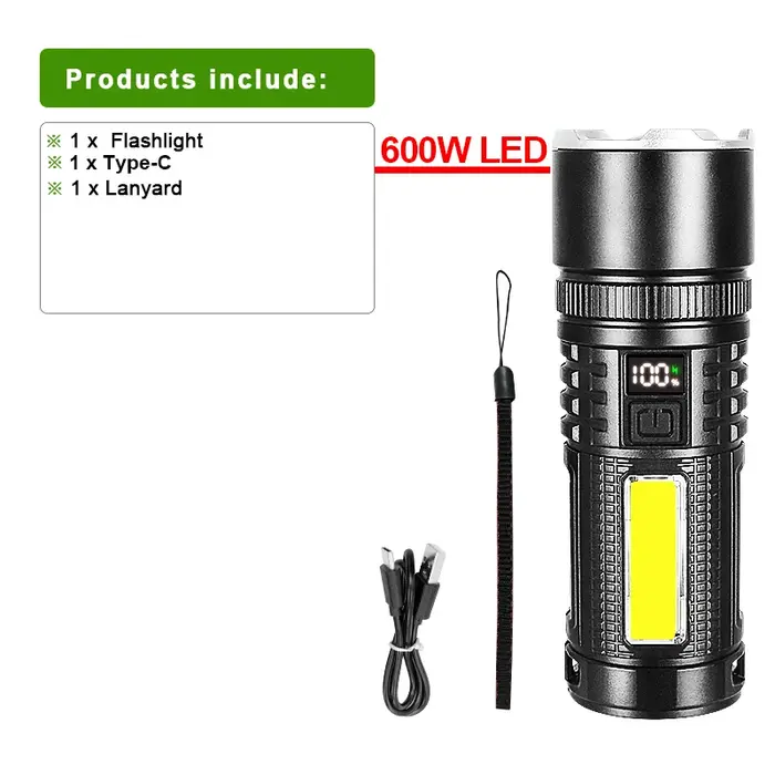 Lampe de poche LED la plus puissante 9000LM, torche Rechargeable haute puissance, lanterne tactique 