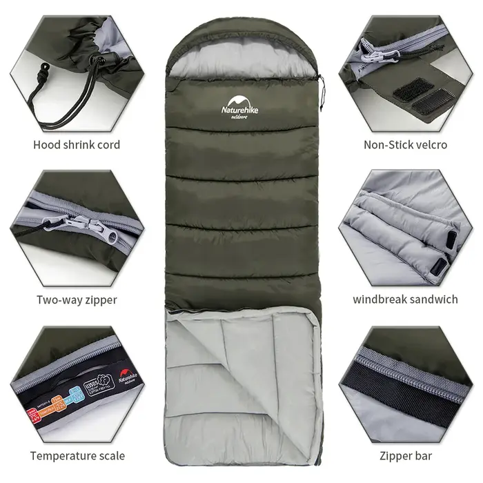 Natureifa-Sac de couchage ultraléger, enveloppe portable compacte, couette en coton, voyage en plein