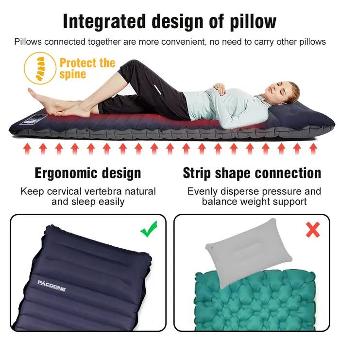 PACOONE – matelas de couchage épais de 10Cm, ultraléger, auto-gonflant, lit d'épissure, tapis de piq