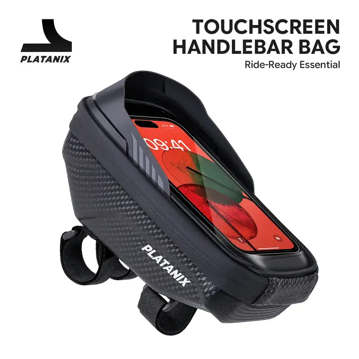PLATANIX A1 Sac de guidon rigide en EVA pour VTT et vélo de route et pochette pour téléphone à fixer sur le cadre - Équi