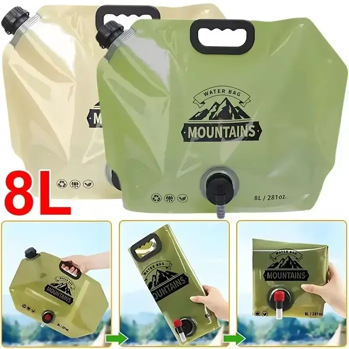 Sac à eau portable 8L, seau pliable
