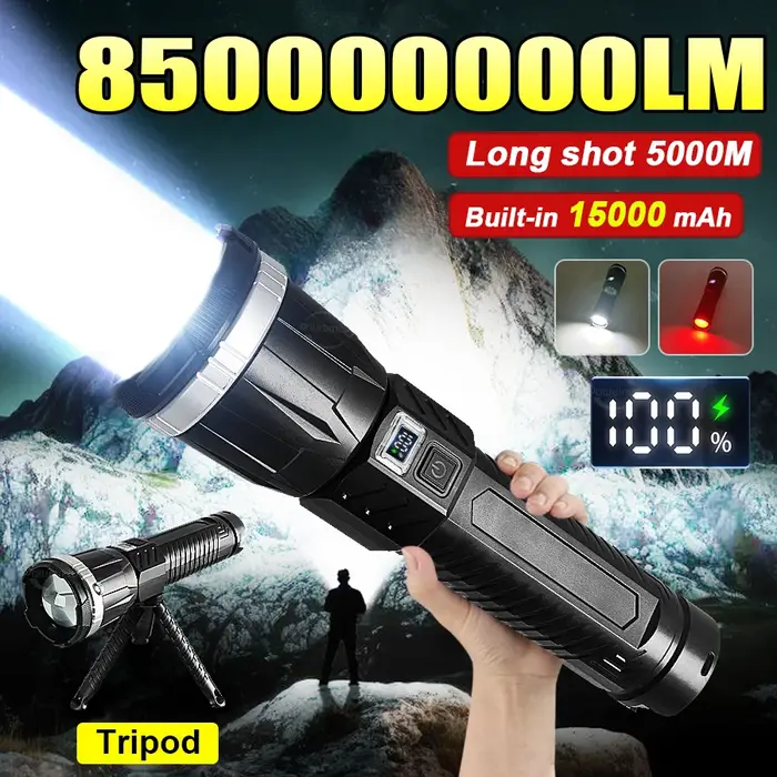 850000000LM lampes de poche LED les plus puissantes Ultra lumineux longue portée 5000M lampe torche Zoomable