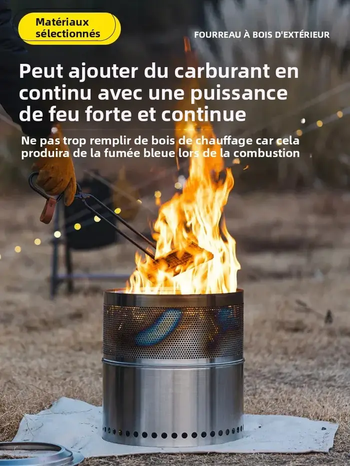 Poêle à bois d'extérieur en acier inoxydable, foyer d'observation du feu, brasero, mini poêle à bois ou à granulés, feu de joie