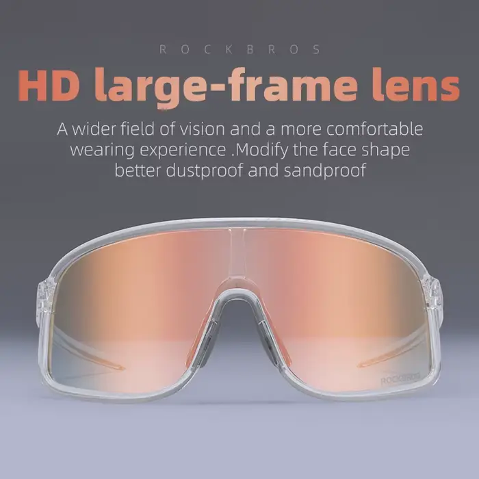 ROCKBROS lunettes photochromiques HD lentille à grande monture lunettes de soleil d'équitation en pl