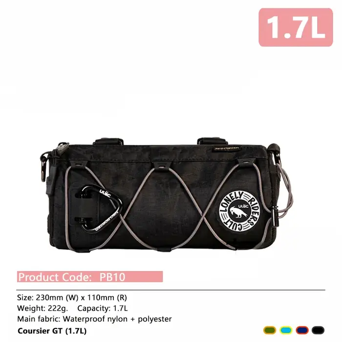 (ULAC)PB10LX sac de guidon de vélo étanche et pochette de cadre avant rangement de baril de cylindre