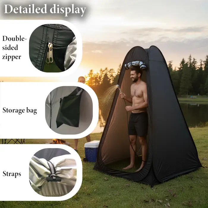 Tente de toilette portable pliable, abri spacieux et discret pour les campeurs, tente de douche pliable pour les voyages en camping-car.