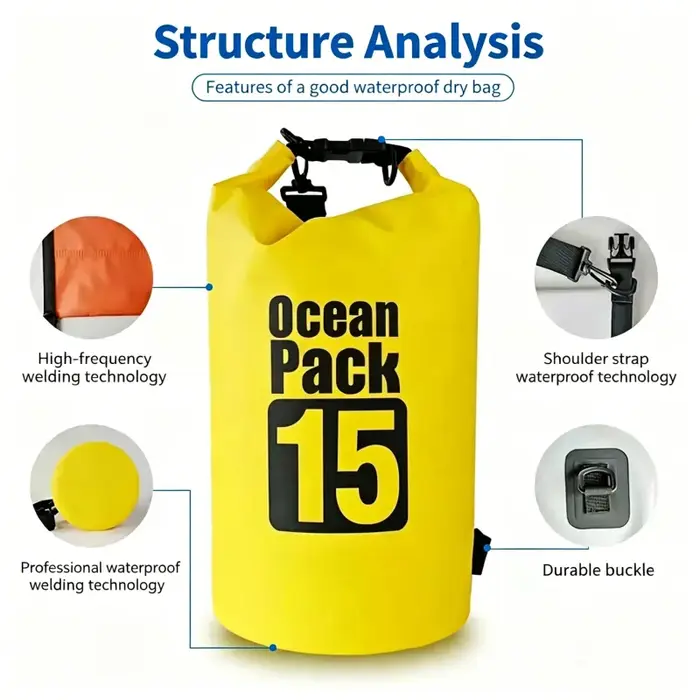 Sac de rangement étanche en PVC pour sports nautiques 5L/10L/20L/30L pour kayak