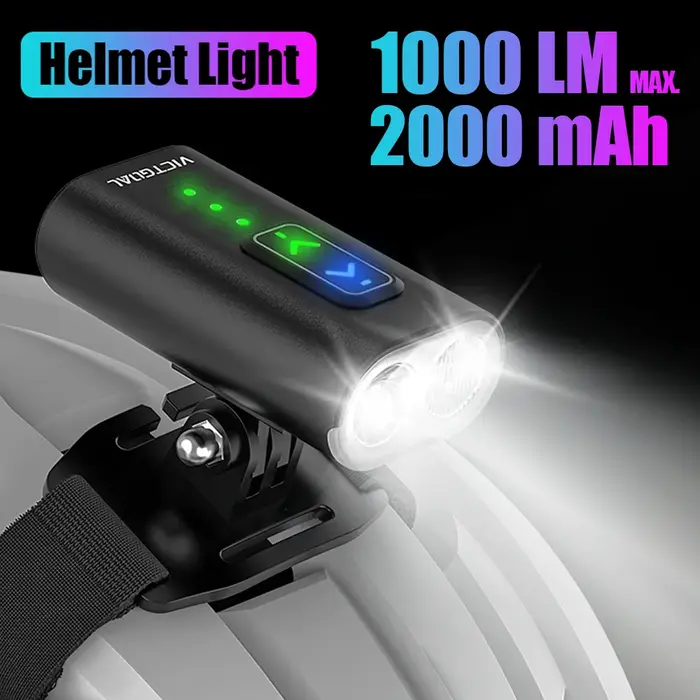 VICTGOAL Feu de vélo 1000 lumens étanche pour casque de vélo