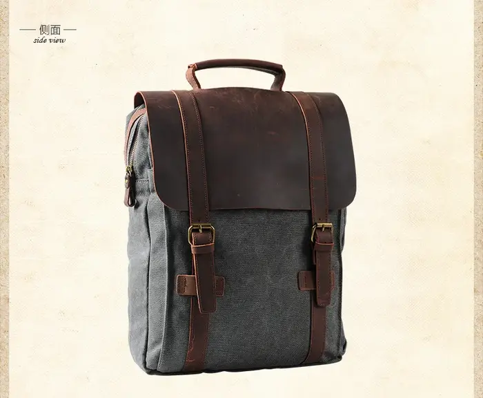 Mode homme sac à dos en cuir militaire toile sac à dos hommes sac à dos femmes école sac à dos sac d'école sac à dos mochila