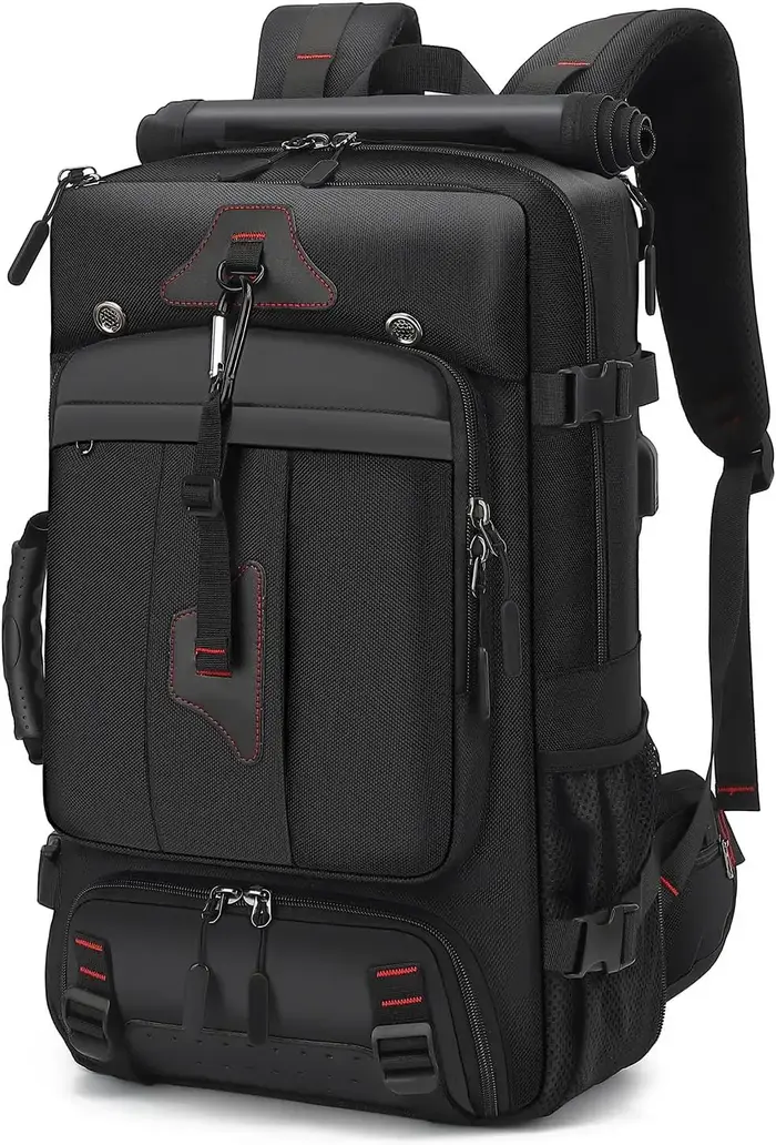 Sac à dos de voyage pour homme 50L, grand sac à dos portable, sac à bagages durable et convertible a