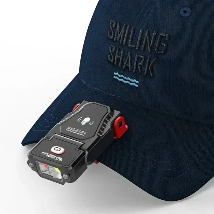 Lampe frontale de pêche, lampe à clip spéciale pour casquette, petite lampe frontale à capteur rechargeable, lumière puissante
