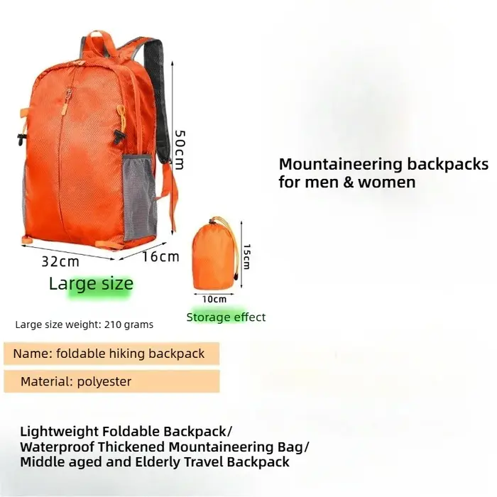 Sac à dos pliable portable d'extérieur