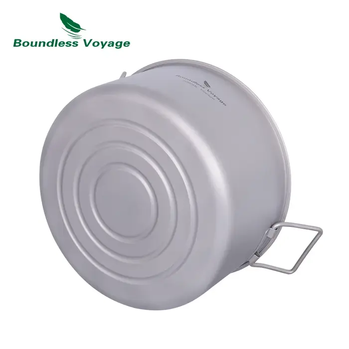 Boundless Voyage Camping en plein air Marmite 5 L Titane Marmite avec Couvercle Poignée Pliante Rand