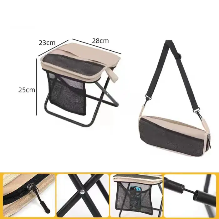 Tabouret pliant portable avec sac de transport, chaise d'extérieur légère et compacte pour le voyage