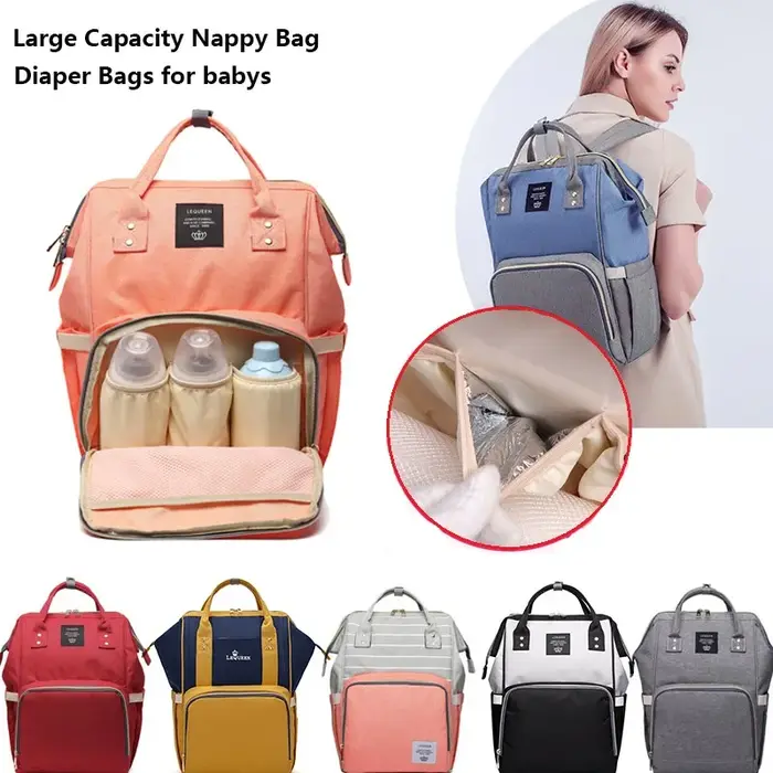Lequeen grande capacité mode maman sac maternité couches sacs voyage sac à dos sac d'allaitement pour soins de bébé sac pour femme