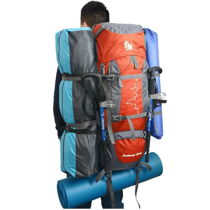 Nouveau Grand sac à dos de tente pratique extérieure 80L avec cadre en métal sac à dos de Camping de sport de voyage