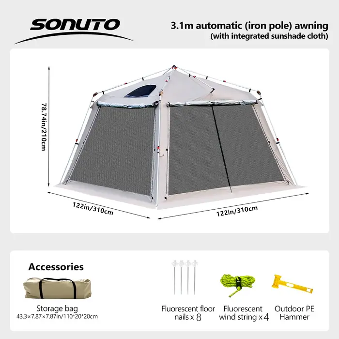Tente chaude 4 saisons avec poêle Jack Camping familial grand abri solaire coupe-vent étanche avec p