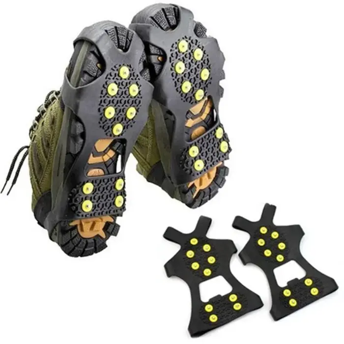 10 goujons anti-dérapant neige glace pince chaussure d'escalade pointes poignées Crampons couvre-cha