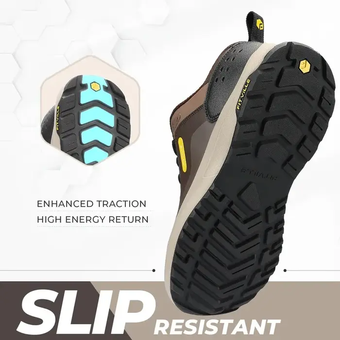 Chaussures de randonnée Fitville pour homme, extra larges, chaussures de marche d'extérieur, chaussures de travail basses imperméables avec soutien de la voûte plantaire pour le talon