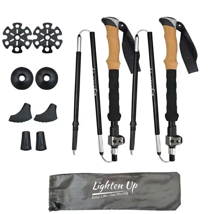 Canne de trekking télescopique pliante ultra-légère en fibre de carbone