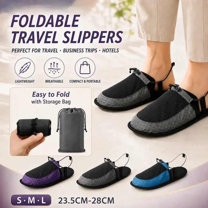 CAMPLEADER Chaussons de camping légers et pliables, chaussures aquatiques antidérapantes à séchage rapide pour la plage, l'hôtel, l'avion, les voyages et le camping