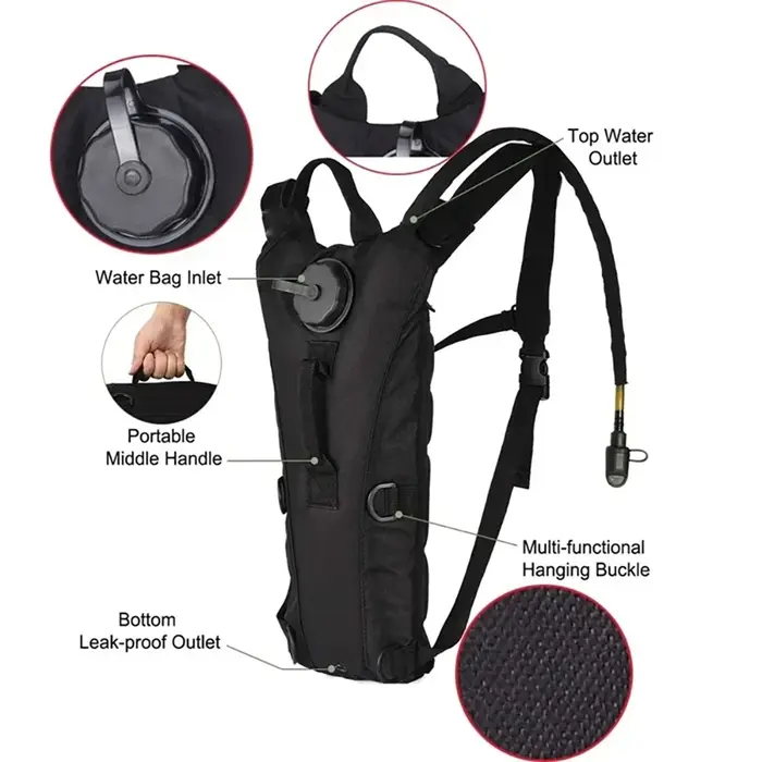 Sac à eau imperméable 3L pour sports de plein air, sac à dos pratique pour les voyages, le cyclisme, la randonnée, bouteille d'eau tactique