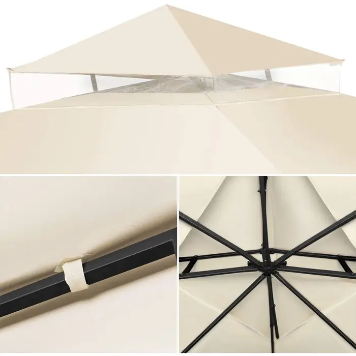 Housse de remplacement pour tonnelle de jardin 3x3M, auvent de remplacement à 2 niveaux pour tente de jardin extérieure, toit de tente de patio pour protection solaire