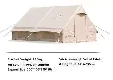 Tente de camping gonflable 4 saisons, tente de réception extensible en coton à une chambre pour évén