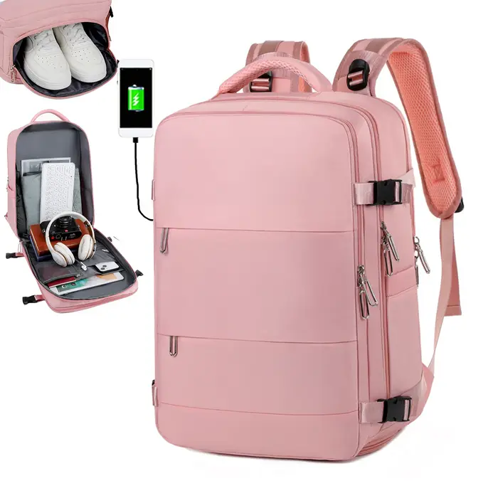 Sac à dos de voyage pour hommes et femmes, grande capacité, approuvé par la compagnie aérienne, multifonction, avec compartiment à chaussures, pochette d'ordinateur, chargement USB