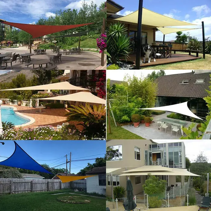 6x6x6 m Triangle abri solaire résistant à l'eau pare-soleil voile auvent Camping tente bâche imperméable parasol