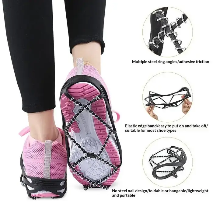 1 paire antidérapant glace neige pince couvre-chaussures Camping Sports de plein air couvre-chaussures marche Traction crampons glace Crampon couvre-chaussures