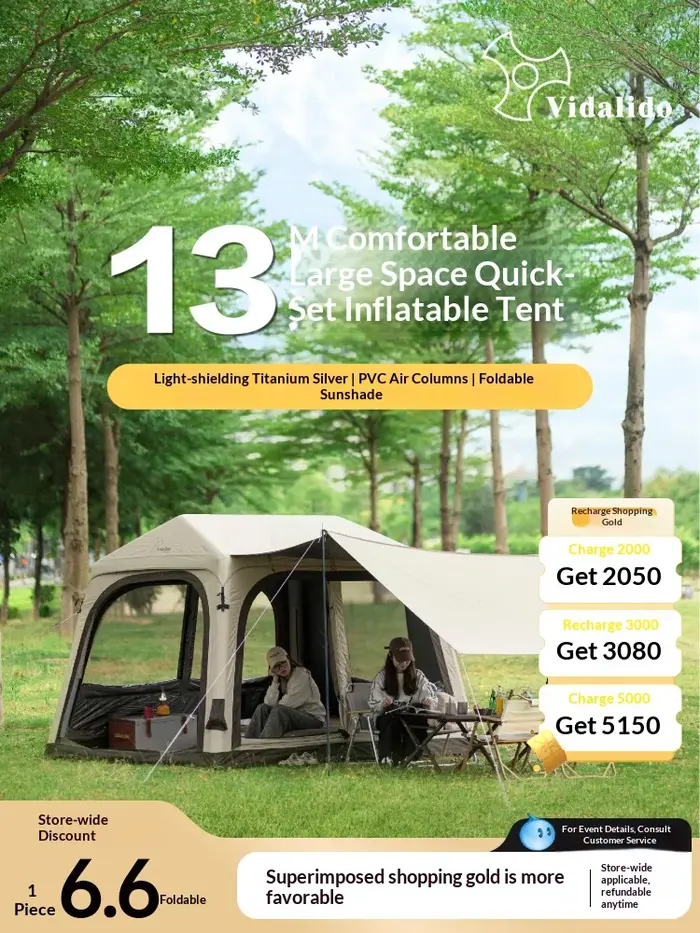 Vidalido grande tente d'air gonflable de Camping 3-4 personnes